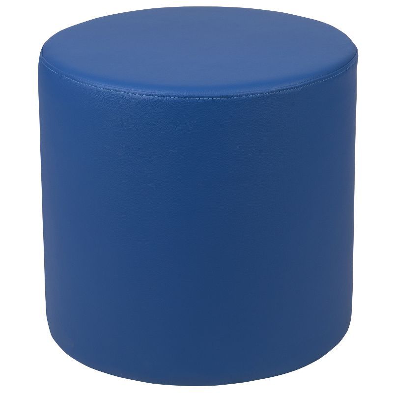 Blue Faux Leather 19" Flexible Circle Ottoman