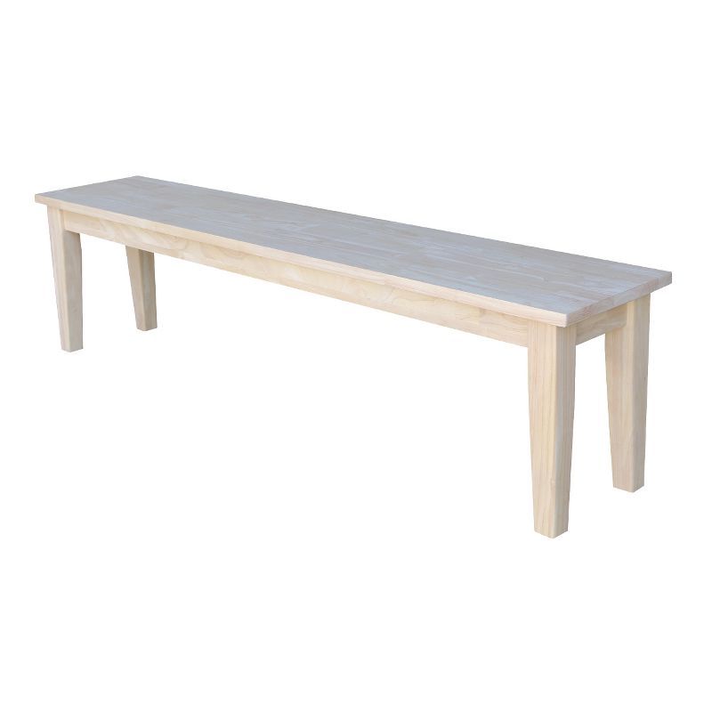 72" White Wood Shaker Style Bench with Tapered Legs