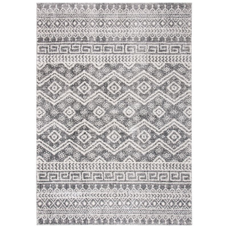 Tunisia Black and Ivory Geometric Hand-knotted Area Rug