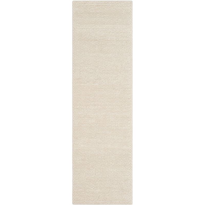 Ivory Flat Woven Handmade Wool Runner Rug