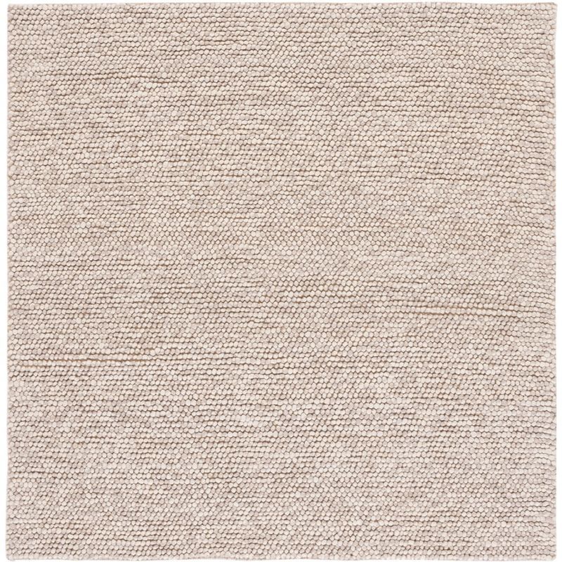 Handmade Tufted Square Brown and Beige Wool Area Rug 6' x 6'