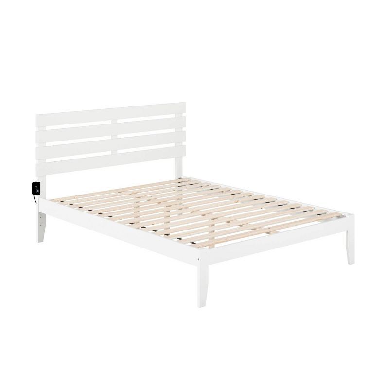 Oxford White Queen Wood Frame Bed with USB Charger