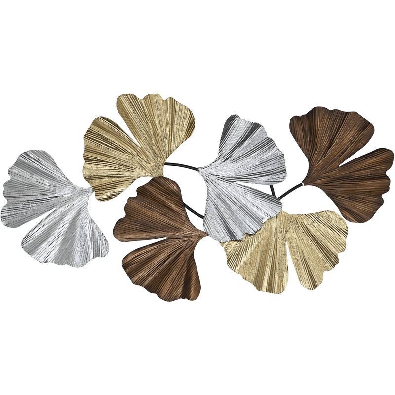 Metallic Leaves Textured Metal Wall Sculpture