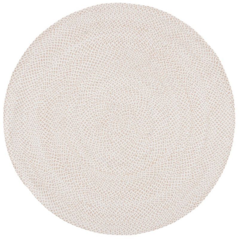 Ivory Round Braided Handmade Reversible Area Rug, 6' x 6'