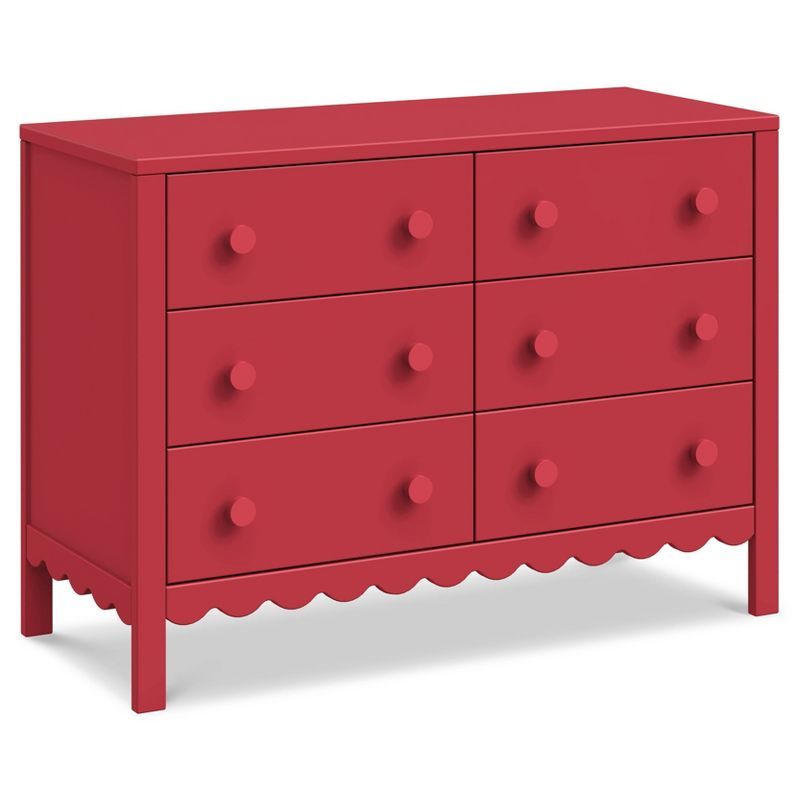Strawberry Red Scalloped 6-Drawer Wooden Nursery Dresser