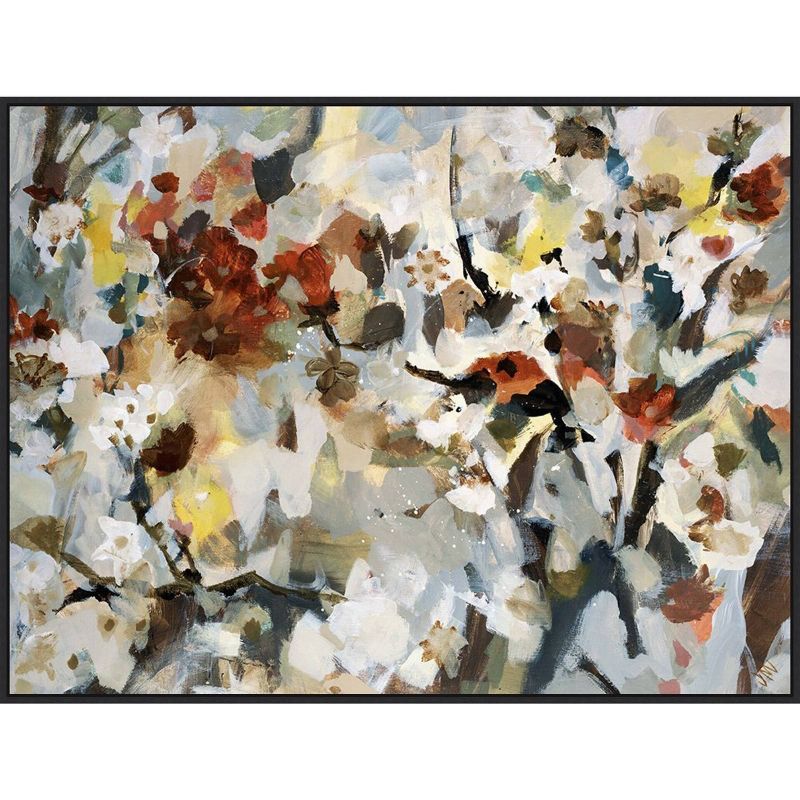 Oversized Abstract Floral Canvas Print with Float Frame