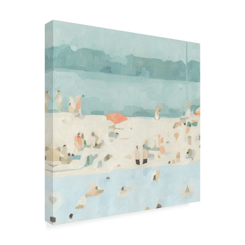 Turquoise and White Beach Landscape Canvas Print, 18'' x 18''