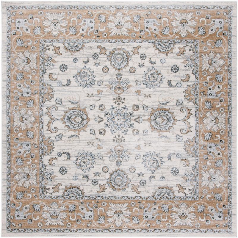 Isabella 6'7" Square Cream and Beige Synthetic Area Rug