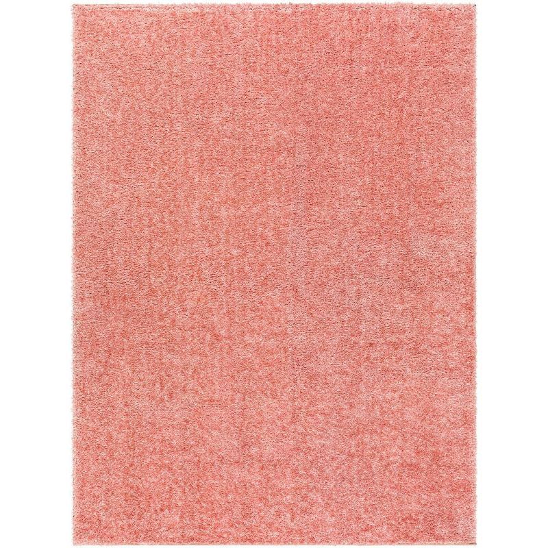 Coral Pink Tufted Washable Synthetic Area Rug 5'3" x 7'