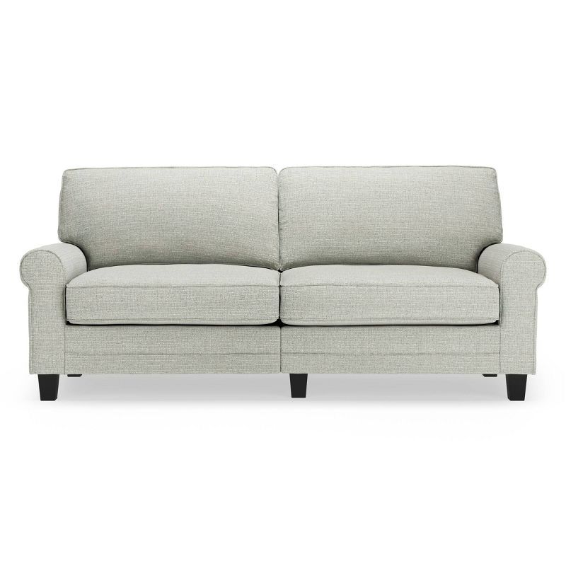 78" Pebble Gray Microfiber Rolled Arm Sofa with Removable Cushions