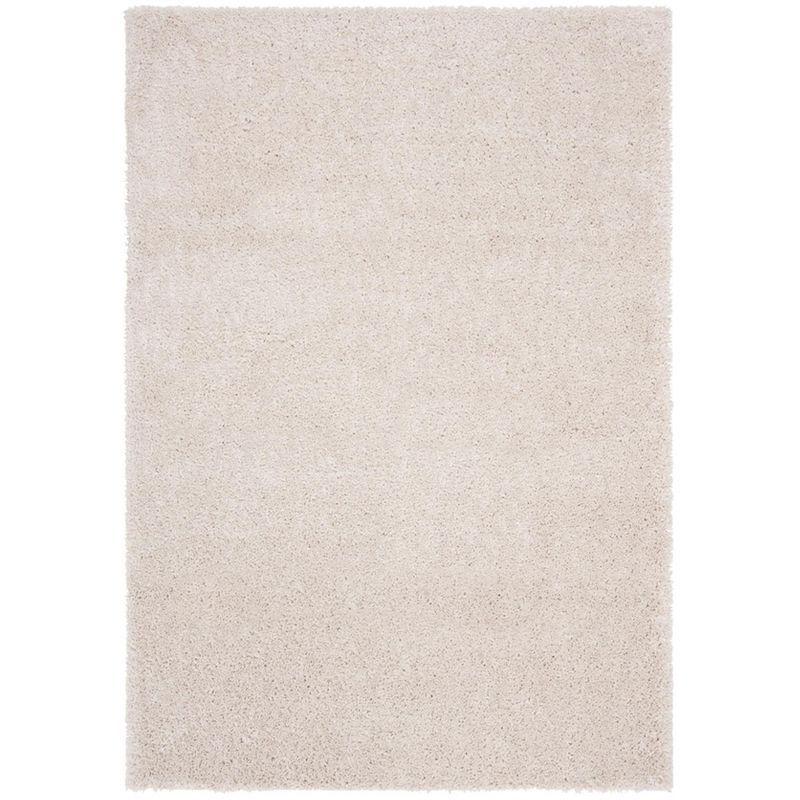 Beige Rectangular 4' x 6' Shag Synthetic Area Rug