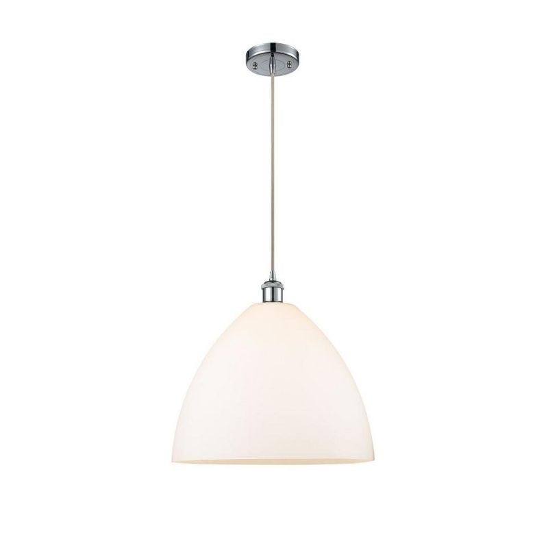 Bristol 18.75" Matte White Glass Pendant Light with Polished Chrome Finish