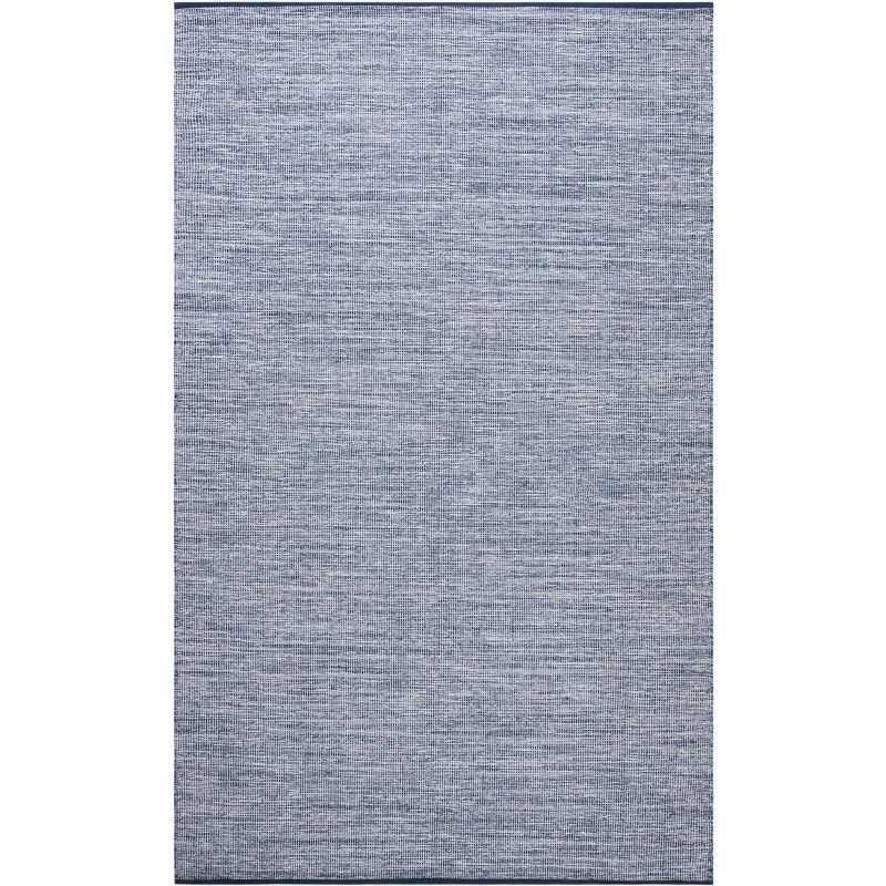 Navy and Blue Handwoven Cotton Flatweave Rug, 4' x 6'