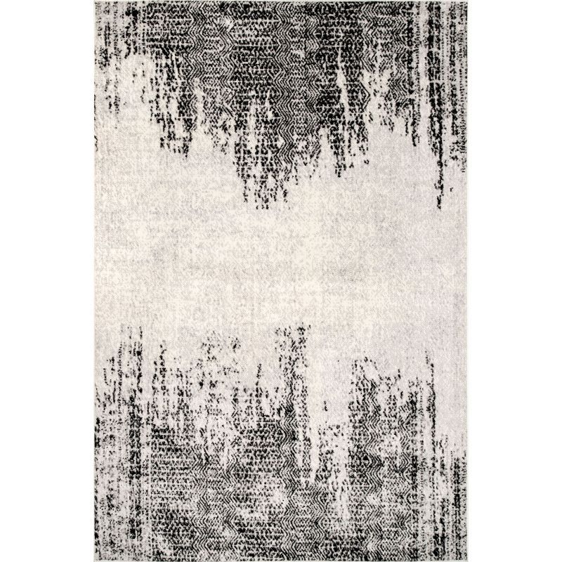 Gray Abstract Reversible 4' x 6' Synthetic Area Rug