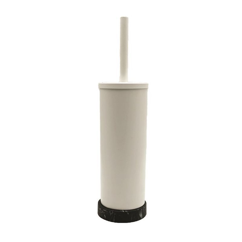 White and Black Marble Toilet Brush Holder with Stainless Steel