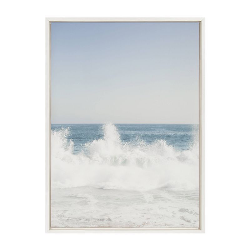 Sylvie Waves Crashing Coastal Framed Canvas Art, 36" x 27"