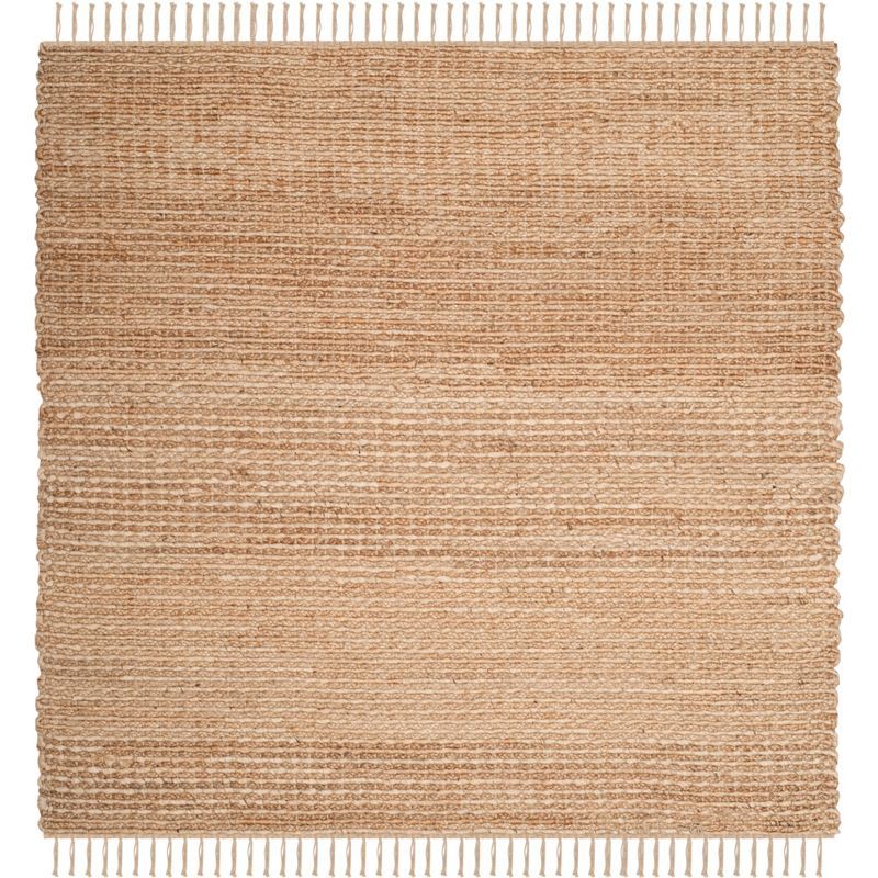 Hand-Knotted Artisanal Gray Square Jute Area Rug