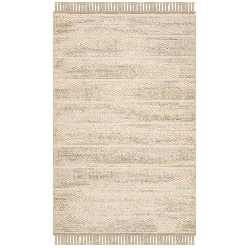 Handmade Ivory Wool Flat Woven Area Rug, 4' x 6'