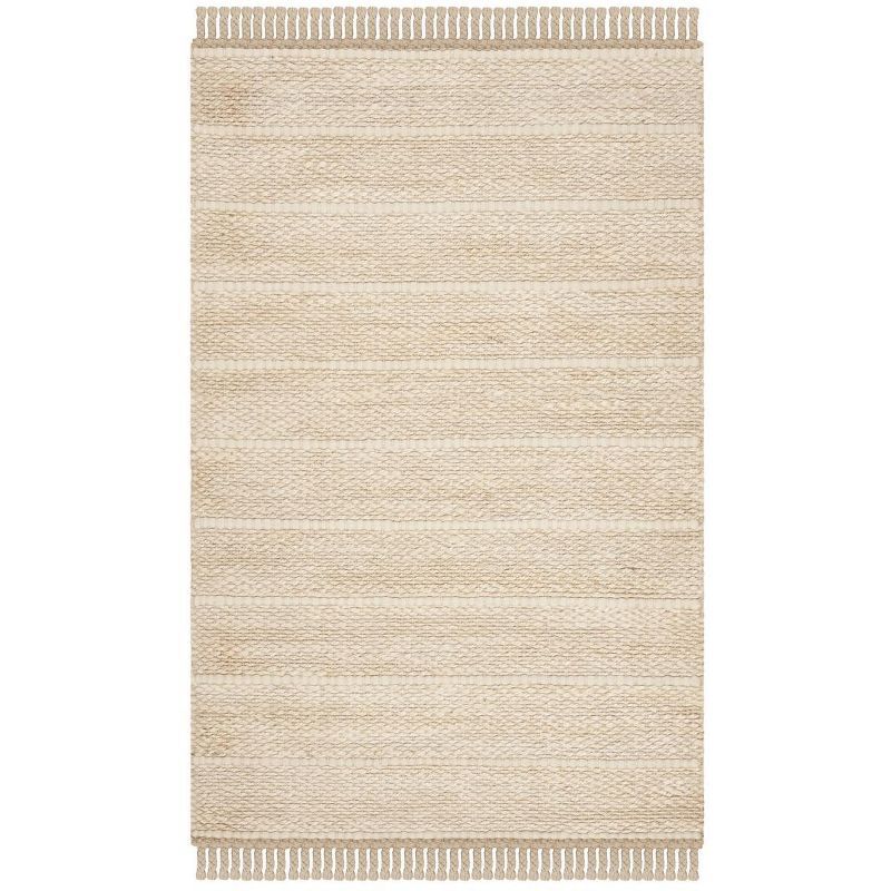 Handmade Ivory Wool Flat Woven Area Rug, 4' x 6'