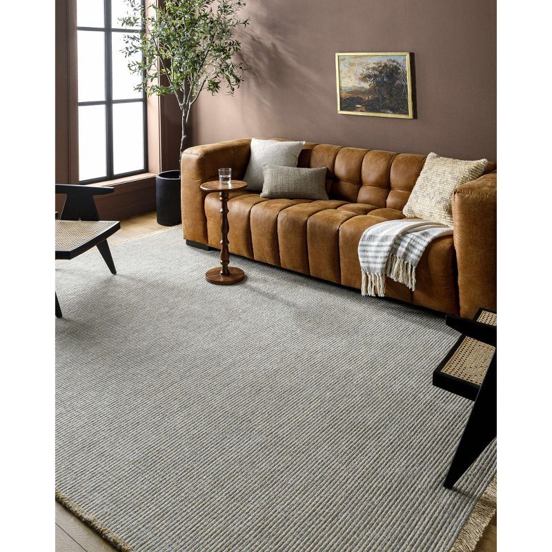 Gray and Light Brown Jute Polypropylene Rectangle Area Rug 3'11" x 5'7"