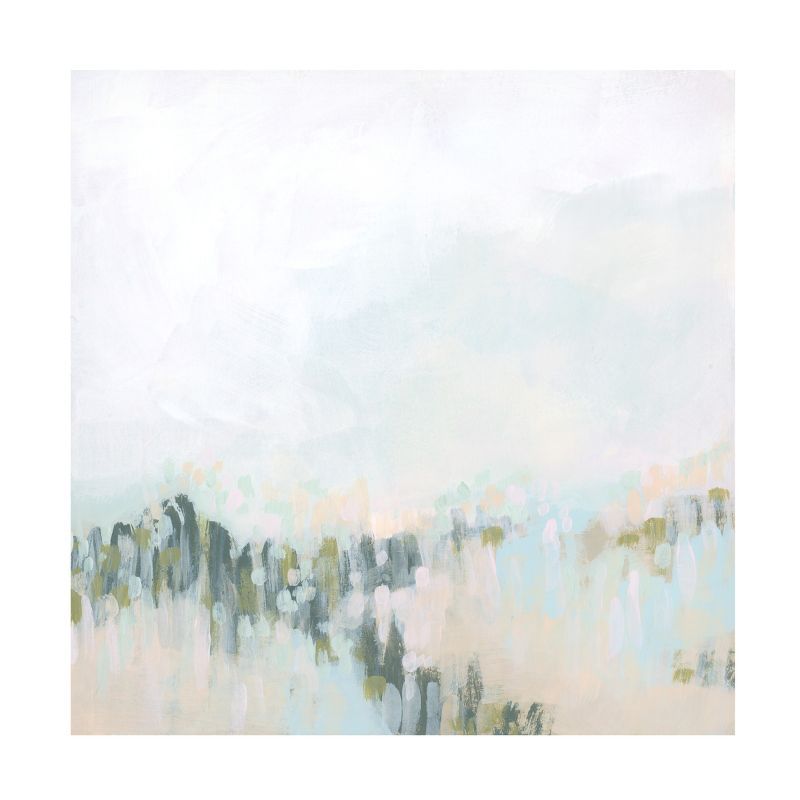 Pastel Abstract Landscape Canvas Art in White and Green