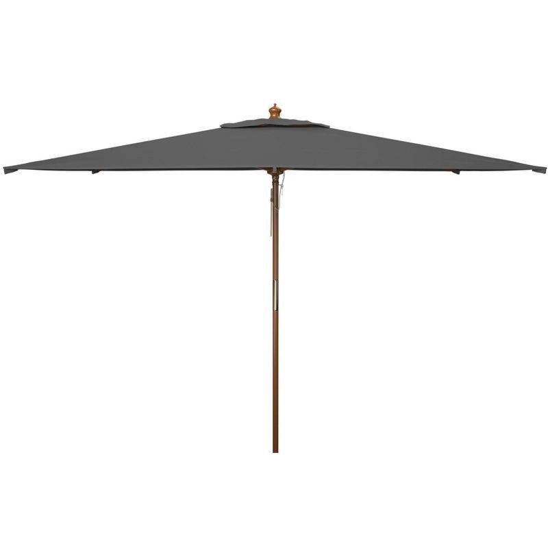 Aklin 10-Foot Gray Wooden Pulley Market Patio Umbrella