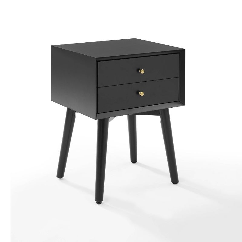 Landon Matte Black Mid-Century Modern Nightstand with Tapered Legs