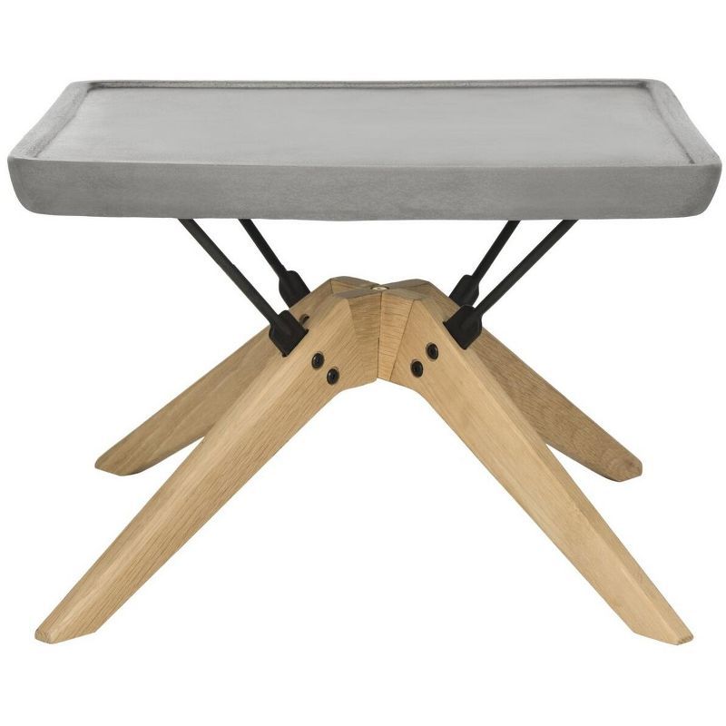 Delartin 22" Square Concrete and Oak Coffee Table in Dark Grey