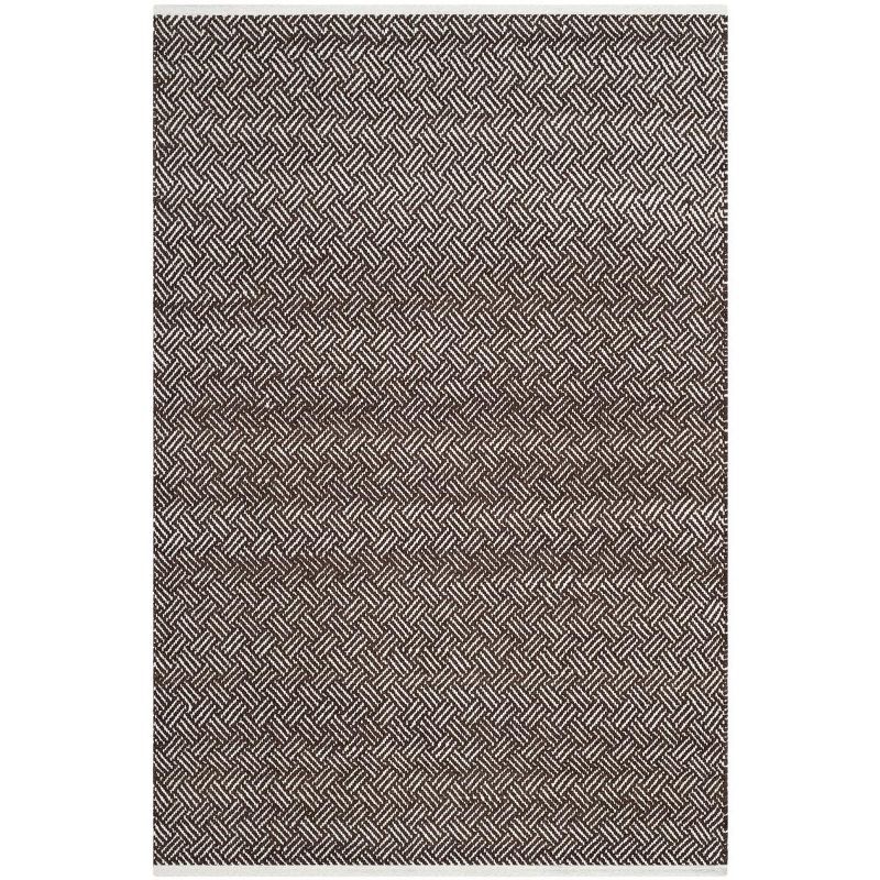 Hand-Woven Geometric Gray Wool-Cotton Blend Area Rug 4' x 6'