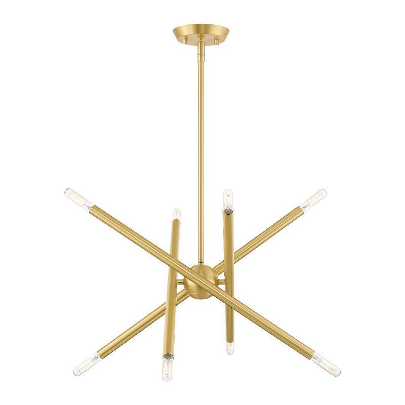 Satin Brass Sputnik 8-Light Chandelier with Asymmetrical Design