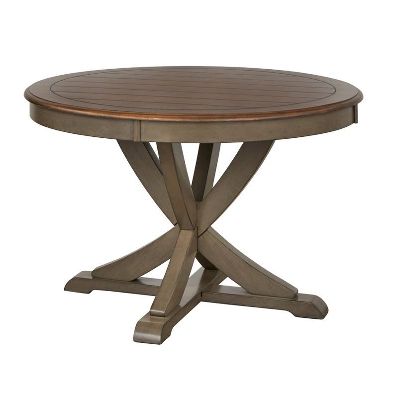 Grey and Oak Round Rubberwood Dining Table for Four