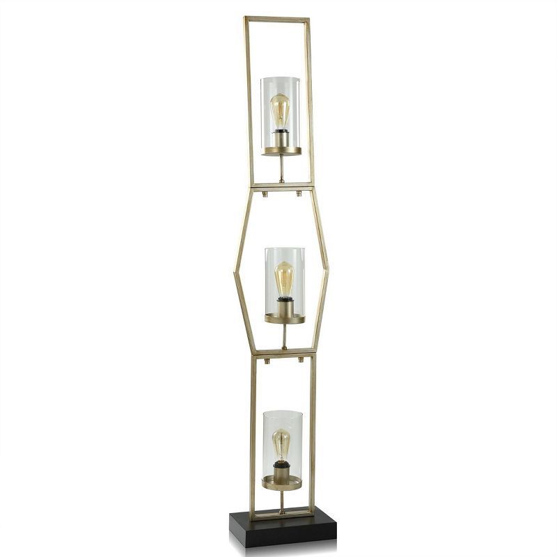 Laslo Black Steel 3-Tier Glass Hurricane Floor Lamp