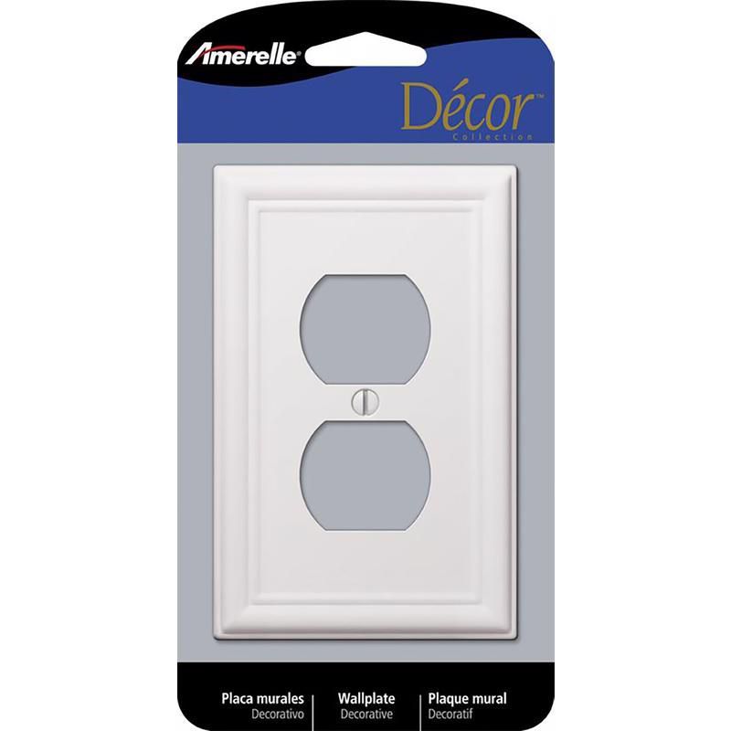 Amerelle Chelsea White 2-Gang Stamped Steel Duplex Wall Plate