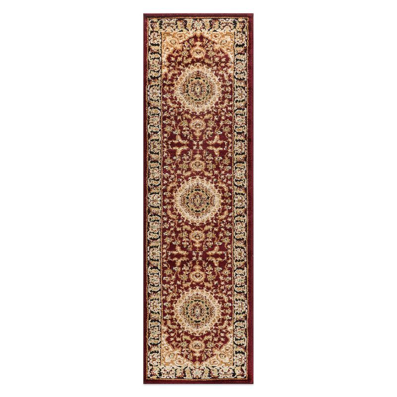 Burgundy Synthetic Traditional Medallion Runner Rug 2'7"x8'