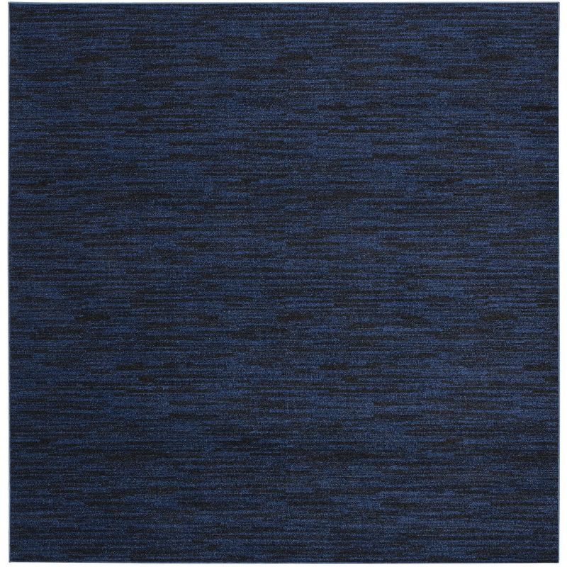 Midnight Blue 7' Square Non-slip Synthetic Rug