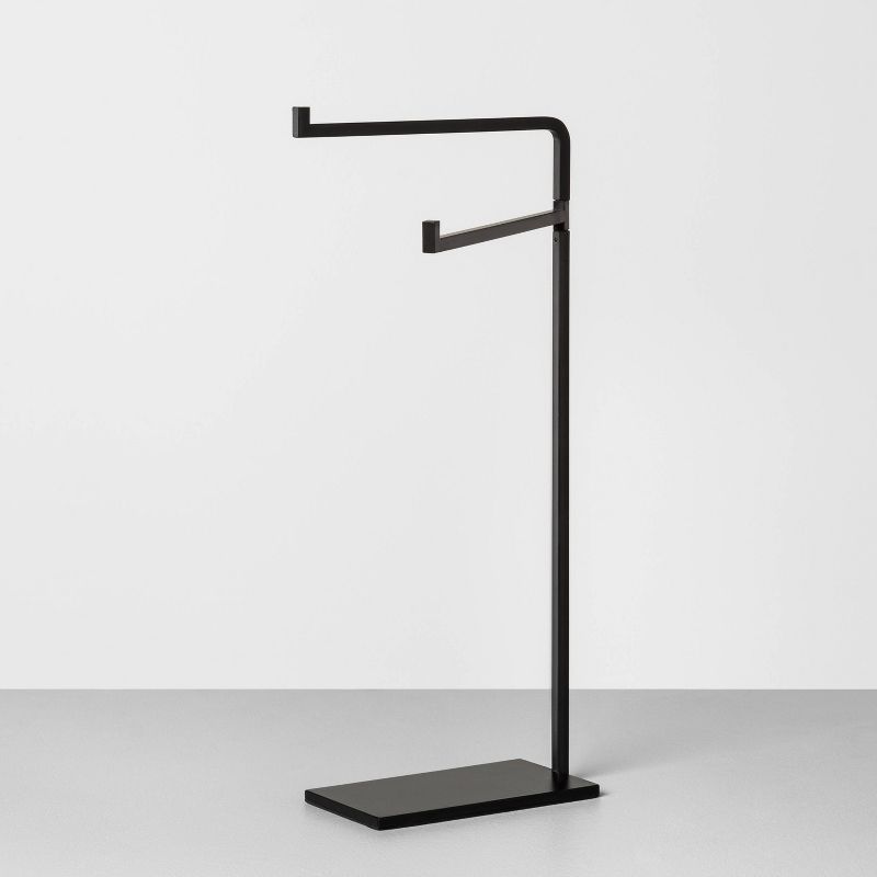 Compact Matte Black Metal Hand Towel Stand