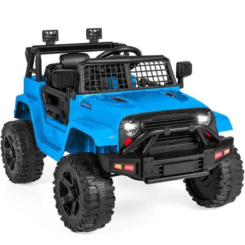 Light Blue 12V Kids Ride-On Truck with Remote Control and LED Lights