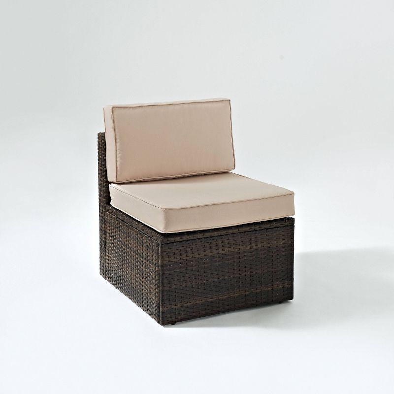 Sand and Brown Steel Wicker Outdoor Bistro Chair