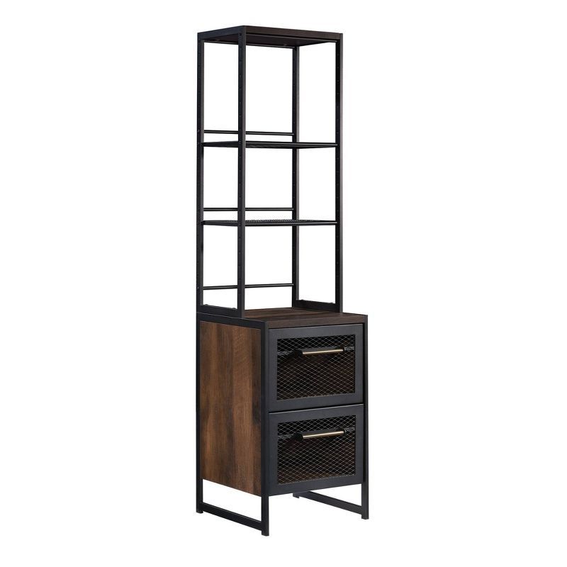 Barrel Oak Adjustable File Tower with Metal Frame