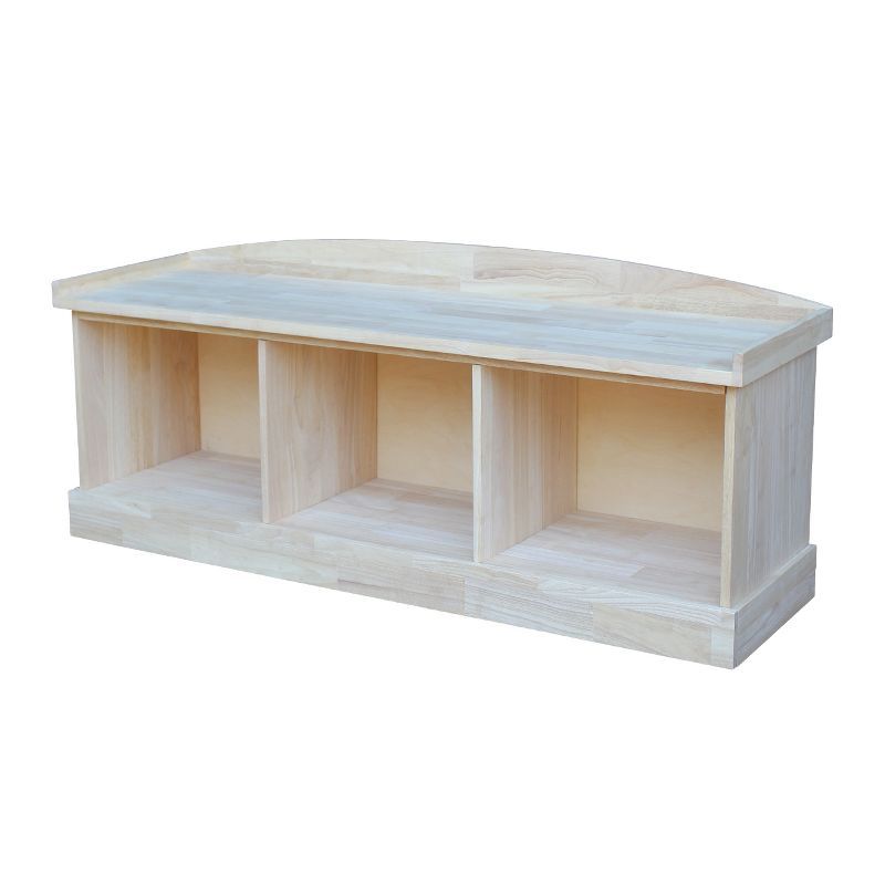 White Wood Coastal Storage Bench with Plinth Base