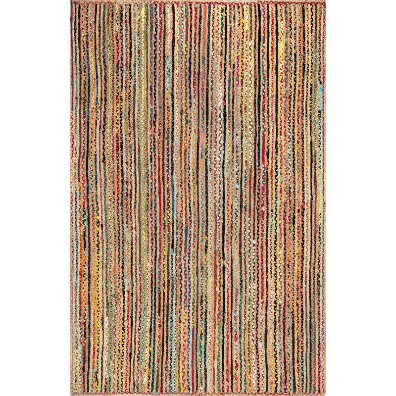 Handmade Multicolor 8x10 Cotton Jute Braided Area Rug