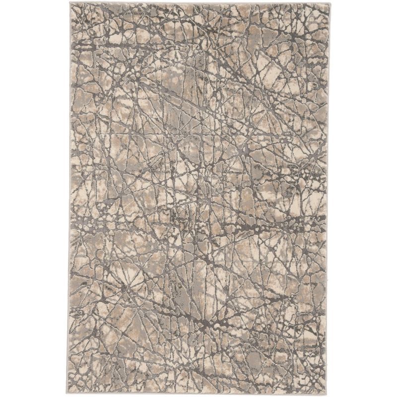 Gray Abstract Low Pile Synthetic Area Rug