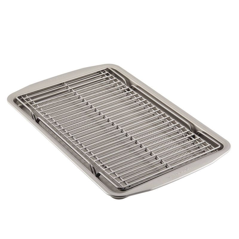 Silver Aluminum Non-Stick Baking Sheet Pan with Rack