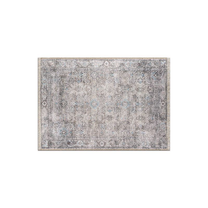 Olive and Gray Flat Woven Cotton Synthetic Washable Rug