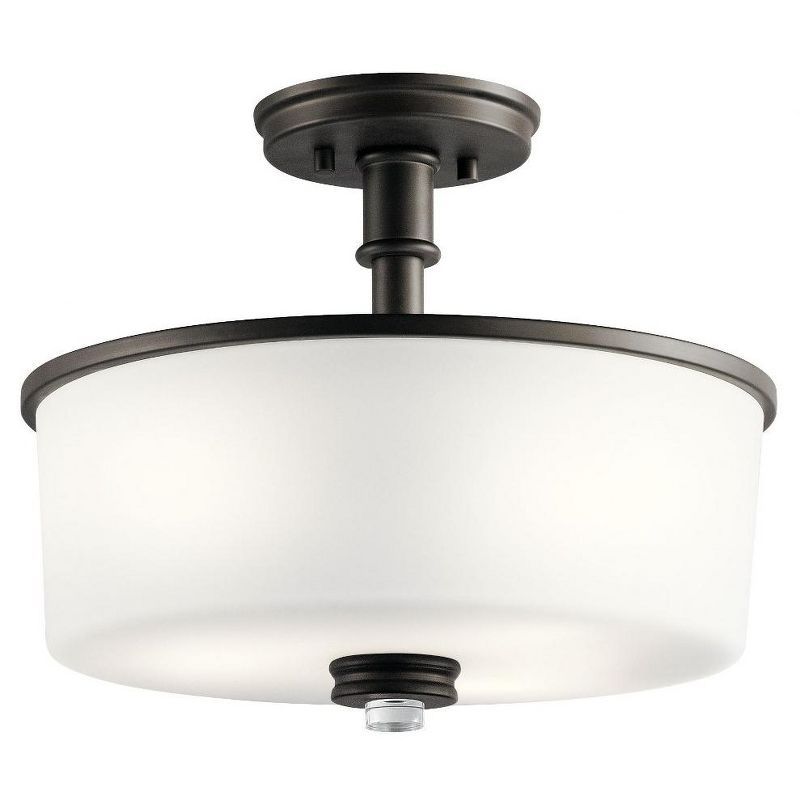 Joelson 14.25" Olde Bronze Semi-Flush Ceiling Light with Glass Shade