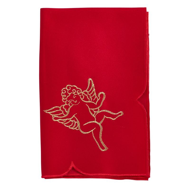 Red Embroidered Cupid Design Napkin Set of 4