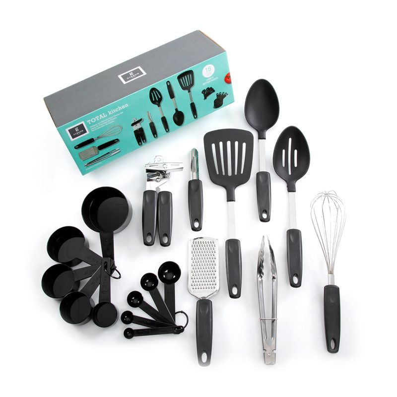 Gibson 18-Piece Black and Silver Kitchen Gadgets Set