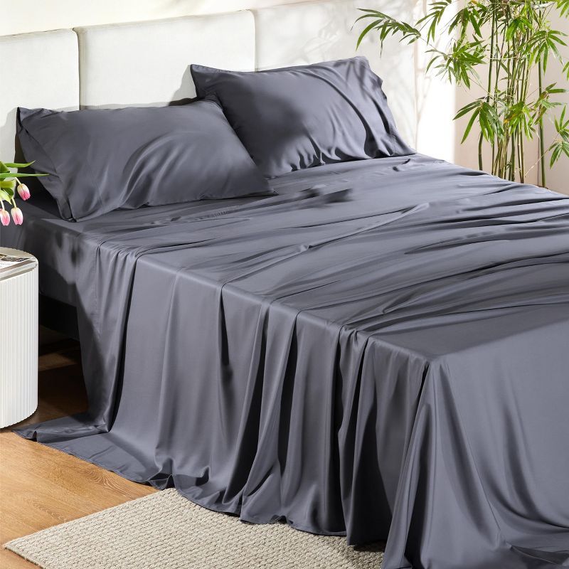 Gray Queen Bamboo Rayon 4-Piece Sheet Set