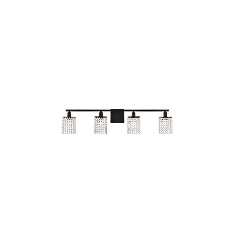 Phineas Black and Clear Crystal 4-Light Dimmable Bath Sconce