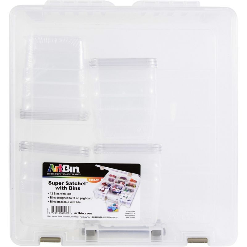 Clear Plastic Stackable Lidded Storage Box with 12 Bins